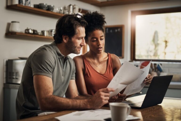 couple looking at bills together
